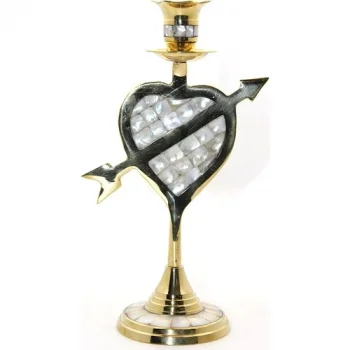 Pirinç Sedefli Tekli Şamdan 11056-8