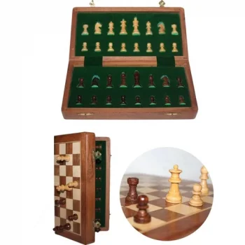 Mıknatıs Taşlı Ahşap Katlanabilir Kutulu Satranç Oyunu 30 cm G614