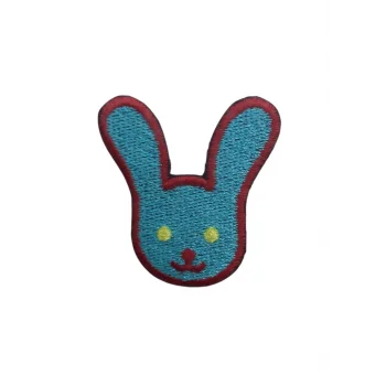 Aplike Ütü İle Yapışan Tavşan Mavi-Kırmızı Arma 4x3 cm