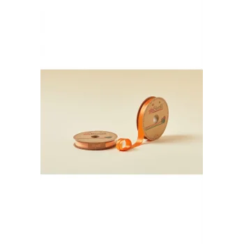 Biye Saten Katlı 014 Turuncu 2 cm 25 Metre %100 Polyester
