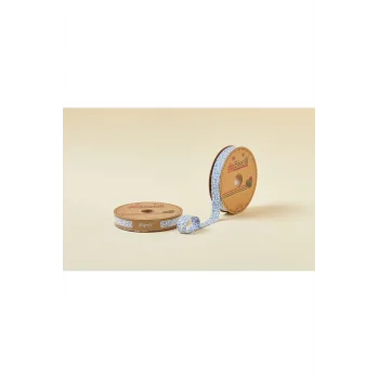 Biye Çiçekli Katlı A01 Mavi 2 cm 25 Metre %65 Koton %35 Polyester