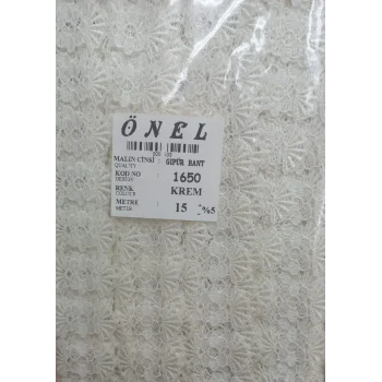 Dantel Polyester Güpür Bant Krem 15 Metre En 6 cm ON-1650-KR