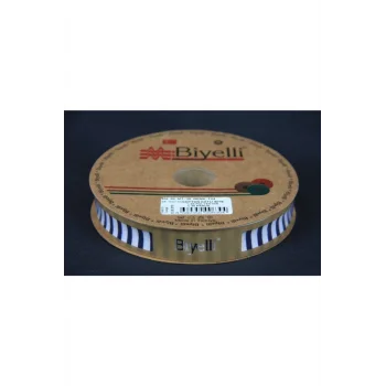 Biye Kalın Çizgili Katlı F04 Lacivert 2 cm 25 Metre %65 Koton %35 Polyester