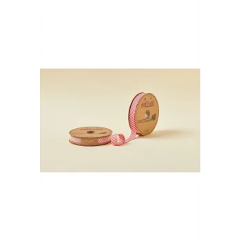 Biye Çizgili Katlı C03 Kırmızı 2 cm 25 Metre %65 Koton %35 Polyester