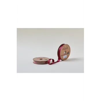 Biye Saten Katlı 022 Bordo 2 cm 25 Metre %100 Polyester