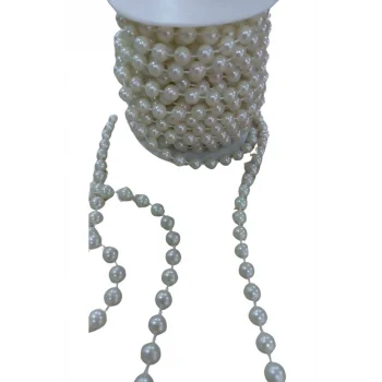 Sıralı Yuvarlak İnci En 1 cm Krem 10 Metre