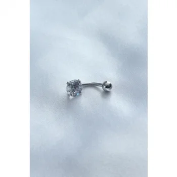 Colezium CLZ741 -  316L Cerrahi Çelik Zirkon Taşlı Göbek Piercing