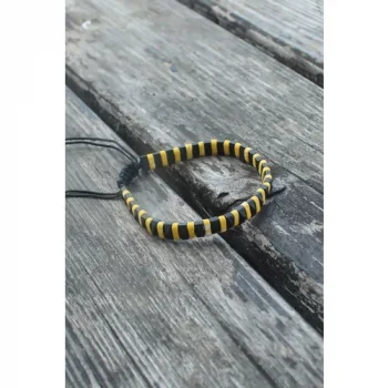 Karce CLZ741 -  Sarı Siyah Renk Hematit Makrome Doğal Taş Erkek Bileklik