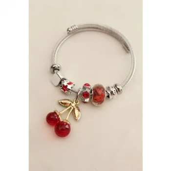 Colezium CLZ943  3D Kiraz Model Taşlı Charm Bilezik
