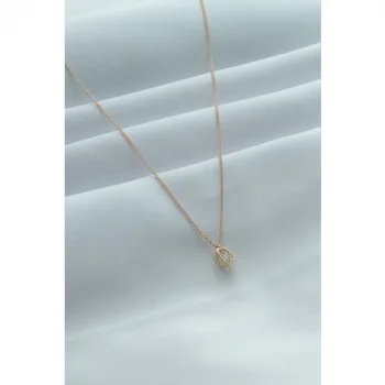 Colezium CLZ741 -  Gold Renk Kafes Figür Zirkon Taş Detay Kadın Kolye