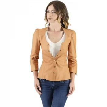 Rrm Kadın Taba Klasik Deri Ceket