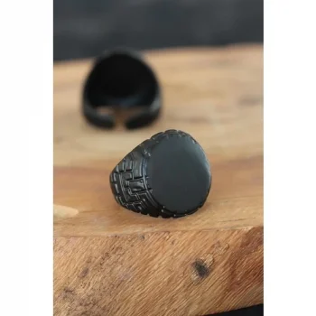 Karce Siyah Metal Erkek Yüzük