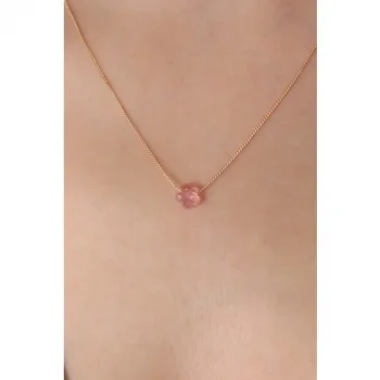 Colezium CLZ943  Gold Renk Pembe Çiçek Figür Kadın Kolye