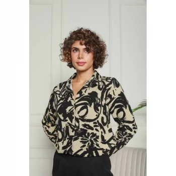 Taş Siyah Desenli Viskon Gömlek 1500054