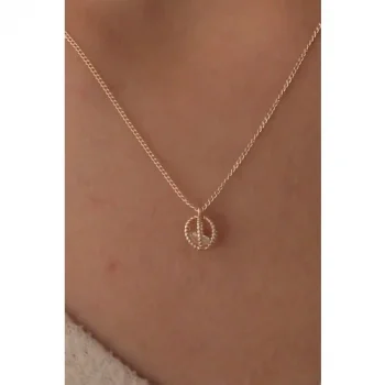 Colezium CLZ943  Gold Renk Kafes Top Zirkon Taş Detay Kadın Kolye