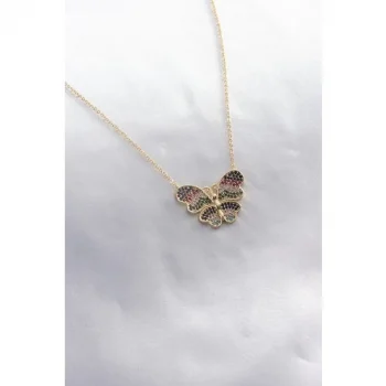 Colezium CLZ943  Zirkon Taş Gold Renk Kelebek Kadın Kolye