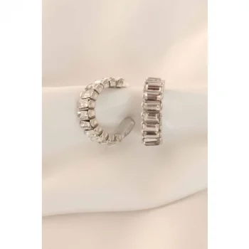 Colezium CLZ741 -  Zirkon Taşlı Gümüş Renk Kadın Küpe