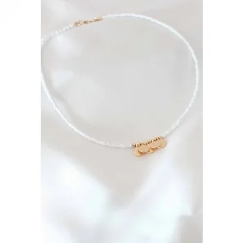 Karce CLZ943  Osmanlı Tuğrası Detay Beyaz Boncuk Kadın Kolye