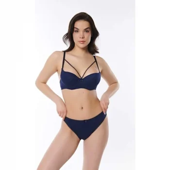 İçimdeki Şıklık Flamlı Boş Kap Çapraz Ip Detaylı Sütyen Takımı