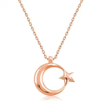 Gumush Gümüş Ay Yıldız  Bayan Kolye