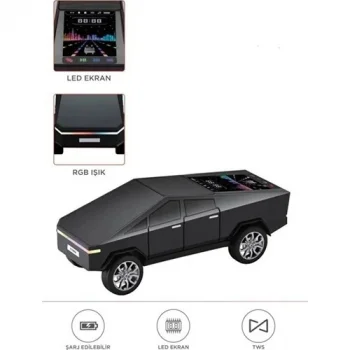 D68 Cyber Model Araba Tasarımlı Bluetooth Hoparlör 15W Güçlü Ses Rgb LED /tws/usb Siyah