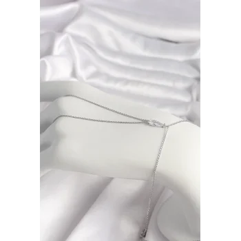 Pirinç Gümüş Renk Damla Zirkon Taşlı Kadın Şahmeran - TJ-SN607