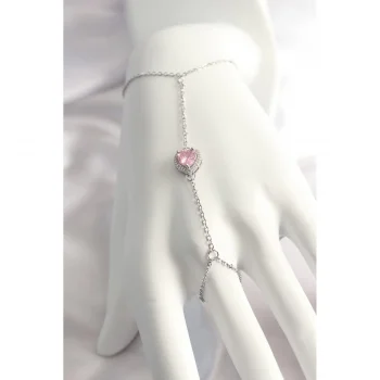 Skygo 316L Çelik Gümüş Renk Pembe Zirkon Taşlı Kalp Şahmeran - TJ-SN552