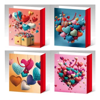 Ynt İthalat Küçük Boy Kalp Motifli Karton Çanta