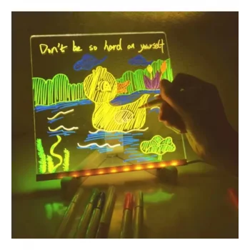 LED Aydınlatmalı Yazı ve Çizim Tahtası - Küçük Boy 20x20 cm