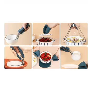 4 Parça Yanma Önleyici Mutfak Seti - Tencere Tabak Tutucu Ve Fırın Eldiveni