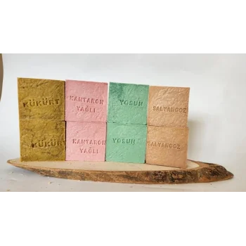 Doğal Üretim Sabunu Karışık (Kükürt-Kantaron-Yosun-Salyangoz) 8li Set