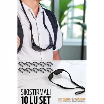 Gözlük İpi Ayarlanabilir Sıkıştırmalı Gözlük İpi 10 lu SET