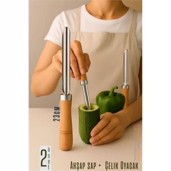 Oyacak - 2 Lİ SET Dolmalık Kabak ve Biber Patlıcan Oyacağı 304 Paslanmaz Çelik