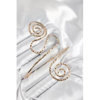 Pirinç Etnik Model Gold Renk Pazu Bileklik