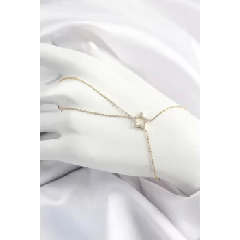 Pirinç Gold Renk Zirkon Taşlı Yıldız Model Şahmeran