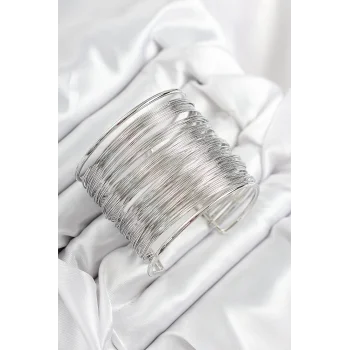 Pirinç Tel Sarma Model Gümüş Renk Kadın Bileklilk