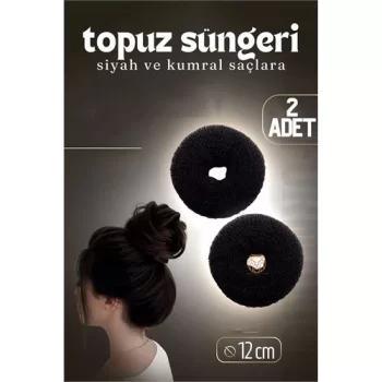 Siyah Saç Topuz Süngeri 2 ADET 12 CM Çap 5 cm Kalınlık
