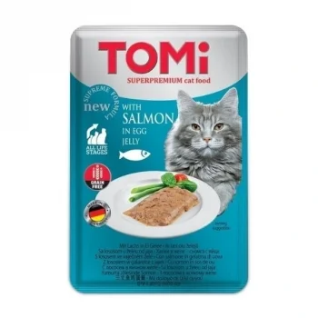 Tomi Somonlu ve Yumurtalı Pouch Yetişkin Konserve Kedi Maması 100 Gr