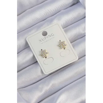 Xuping Gold Renk Zirkon Taşlı Yaprak Küpe