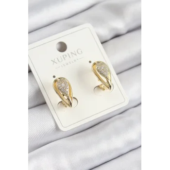 Xuping Zirkon Taşlı Damla Model Gold Renk Kadın Küpe