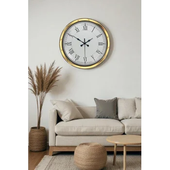 Zentime 40 Cm Gold Lüks Dekoratif Duvar Saati