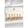 316L Çelik Gold Renk Kalp Model Kadın Küpe Seti