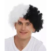Siyah Beyaz Kıvırcık Afro Bonus Taraftar Peruğu