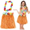 The Best Nzm Hawaii Luau Aloha Turuncu Püsküllü 40 cm Etek ve Hawaii Kolye Seti