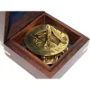 Ahşap Kutulu Pirinç Güneş Saati ve Pusula Modeli 2213