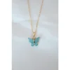 Karce CLZ943  Gold Kaplama Turkuaz Renk Sedefli Kelebek Kolye