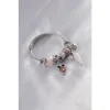 Colezium CLZ943  Çelik Charm Model Pembe Baykuş Figür Yaprak Detay Zirkon Taşlı Kadın Bileklik