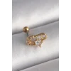 316L Çelik Gold Renk Zirkon Taşlı Toplu İğne Tragus Piercing - TJ-PR1274