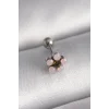 316L Çelik Gümüş Renk Zirkon Taşlı Çiçek Tragus Piercing - TJ-PR1277