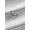 316L Çelik Gümüş Renk Zirkon Taşlı Çiçek Tragus Piercing - TJ-PR1247